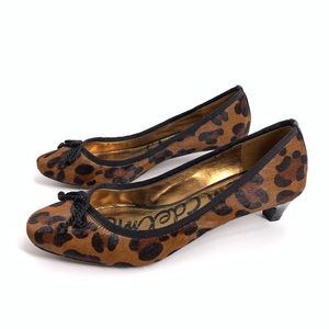 Sam Edelman Hope Leopard Kitten Heels 7.5 Cow Hair
